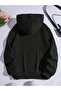 3 İplik Luckily Bear Sweatshirt - Black Printed Oversize Hooded Hoodie - 2