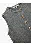 Sleeveless Crew Neck Buttoned Knit Vest - 5