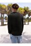 Basketball Shot 1976 Sweatshirt - Black Printed Oversize Ribbed Crew Neck - 2