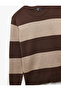 Long Sleeve Crew Neck Striped Sweater - 5