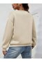 Beige Thick Sweatshirt - Oversized Ribbed Crew Neck - 2