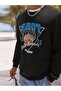 Basketball Shot 1976 Sweatshirt - Black Printed Oversize Ribbed Crew Neck - 5