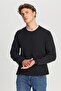 Men's Black Cotton Standard Fit Regular Cut Crew Neck Jacquard Knitwear Sweater - 3
