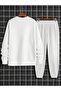 3 Thread Trust Nobody Sweatshirt Sweatpants Jogger - White Printed Bottom Top Sweatpants Set Crew Neck - 2