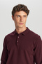 Men's Burgundy Cotton Standard Fit Regular Cut Polo Neck Knitwear Sweater - 4