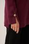 Burgundy-Soft Textured Gold Buttoned Sweatshirt - 5