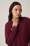 Burgundy-Soft Textured Gold Buttoned Sweatshirt - 6