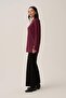 Burgundy-Soft Textured Gold Buttoned Sweatshirt - 3