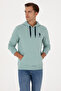 Men's Regular Fit Hooded Mint Basic Sweatshirt 50307703-Vr090 - 3