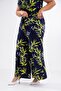 11225101 Women's Plus Size Lapel Shoulder Detail 2-Piece Set Navy Blue - 8
