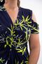 11225101 Women's Plus Size Lapel Shoulder Detail 2-Piece Set Navy Blue - 5