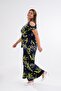 11225101 Women's Plus Size Lapel Shoulder Detail 2-Piece Set Navy Blue - 2