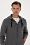 Men's Regular Fit Zippered Hooded Anthracite Melange Knitted Cardigan 50307765-Vr081 - 2