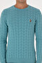 Men's Slim Fit Crew Neck Patterned Mint Sweater 50307836-Vr152 - 6