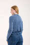 Ripped Blue Knitwear Crop Women's Sweater - 7