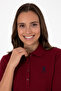 Women's Burgundy Basic Polo Neck Sweatshirt 50307755-Vr014 - 2