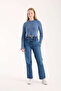 Ripped Blue Knitwear Crop Women's Sweater - 2