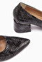 Emelia Genuine Leather Black Snake Pattern Women's Heeled Shoes - 6