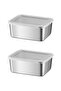 2 Pieces 304 Steel 550 ml Food Fruit Meat Refrigerator Nutrition Storage Container Mt107-2