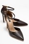 Brown - Women's Heeled Shoes with Ankle Strap Detail