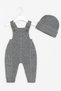 Baby Girl and Boy Adjustable Strap Diamond Pattern Beret Knitwear Salopet Set - 8