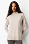 Women's Half Turtleneck Sweater with Slit Sleeves Mink