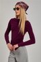 Women's Boat Neck Long Sleeve Bodysuit - Plum - 3