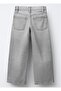 Girl's Light Gray Wide Leg Jeans - 3