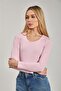 Women's U-Neck Long Sleeve Bodysuit - Pink - 3