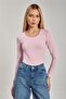 Women's U-Neck Long Sleeve Bodysuit - Pink - 4