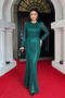 Sequin Sequin Fabric Drawstring Detail Evening Dress - Zimrute Green