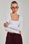 Women's Square Neck Bodysuit - White - 2