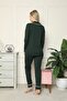 Women's 100% Cotton Combed Cotton Front Buttoned Long Sleeve Pajama Set Green - 4