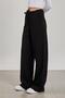 Women's drawstring waist wide leg pants - black - 4