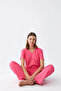 Women's Short Sleeve Cotton Combed Pajama Set Fuchsia - 2