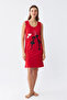 Women's Thick Strap Combed Cotton Above Knee Red Nightgown