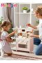 Wooden Kitchen Toy Set with Coffee Machine, Microwave Oven and Realistic Accessories, Deluxe Pretend - 4