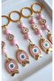 Gift Evil Eye Beaded Pink Fish Keychain 10 cm - Piece Price - 2