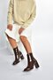 V590166308 Brown Patent Leather Thick Heeled Classic Women's Boots - 3