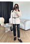 Belted Plush Fur Textured Thick Lining Design Buttoned Equivalent Blazer Jacket Coat - 4