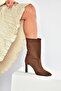L404891302 Brown Suede Thin Heeled Women's Boots