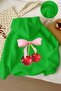 3-Ply Combed Cotton Cherry Printed Unisex Kids Hooded Sweatshirt