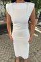 Women's Winter Side Drop Sleeveless Stoned Dress Stylish Daily Comfortable Dress Ecru 50336 - 2