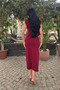 Women's Winter Side Drop Sleeveless Stoned Dress Stylish Daily Comfortable Dress Burgundy 50336 - 2