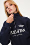 Zippered Collar Embossed Sweatshirt S12058
