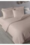 100% Cotton Satin Stripe Flounce Double Duvet Cover Set Powder 200X220 cm