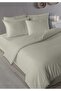 100% Cotton Satin Stripe Flounce Single Duvet Cover Set Stone 160X220 cm