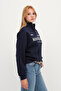Zippered Collar Embossed Sweatshirt S12058 - 6