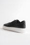 Eryon Men's Black Genuine Leather Casual Sneaker with Rubber Detail Shoes - 5
