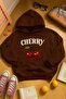 3 Yarn Combed Cotton Cherry Printed Unisex Hooded Children's Sweat